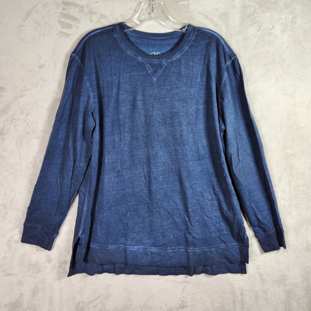 LOGO Principles Lori Goldstein Top Womens Small Ink Overdyed Long Sleeve A715286